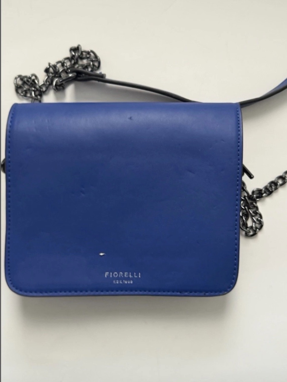 Fiorelli Blue Shoulder Bag Chain Strap Logo Accent Matte Gunmetal Hardware Women - Picture 6 of 6